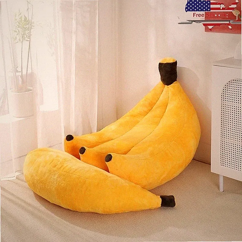 2-in-1 Banana Bean Bag Sofa Bed W/ Ottoman Soft Cozy Floor Chair Relaxation New
