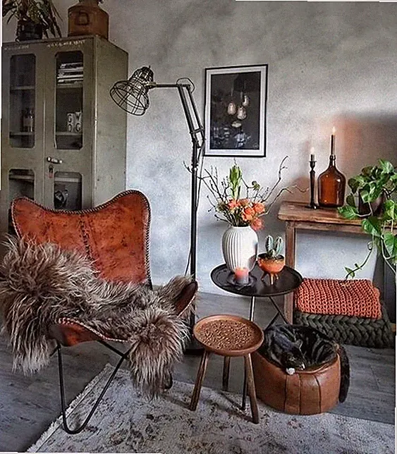 Antique Leather Relax Arm Chair Leather Butterfly Chair Home Décor Lounge Accent