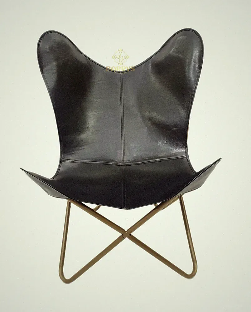 Authentic Leather Butterfly Chair Rustic Lounge Chair for Home