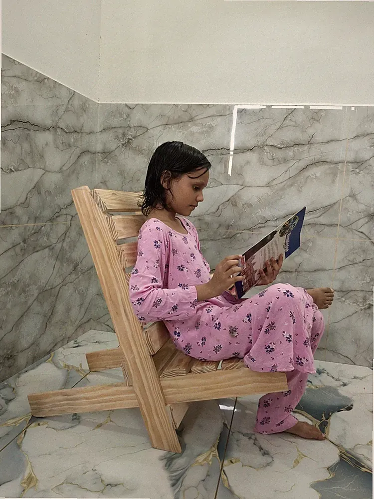 Foldable Wooden Floor Chair for Kids Handmade Low Seating Lounge Chair 36 inch