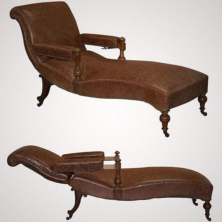 FULLY RESTORED RECLINER CHAISE LOUNGE CIR 1860 VICTORIAN BROWN LEATHER ARMCHAIR