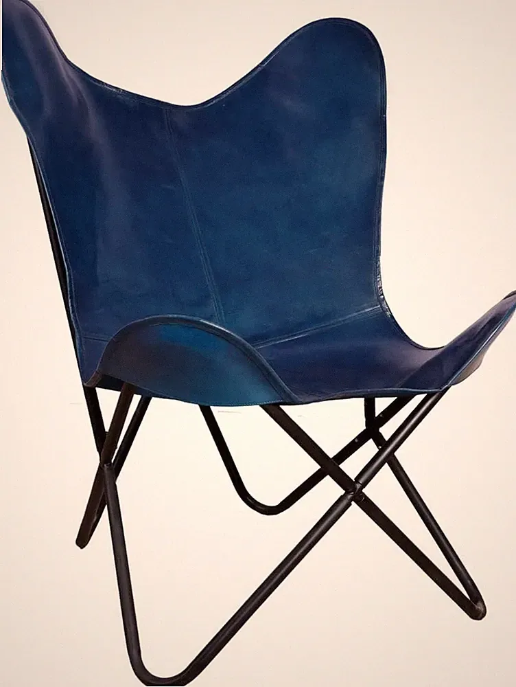 New Trending Butterfly Chair Leather Arm chair Openable Iron Stand Lounge chair