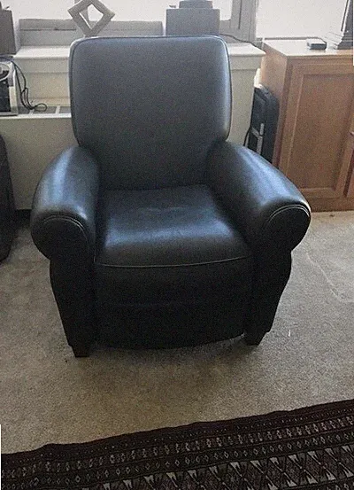 Over Sized Reclining Black Leather Club Chair