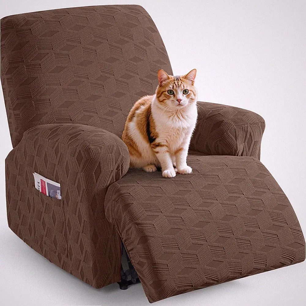 Oversized Recliner Cover Stretch Recliner Chair Covers, Jacquard Reclining Ch...