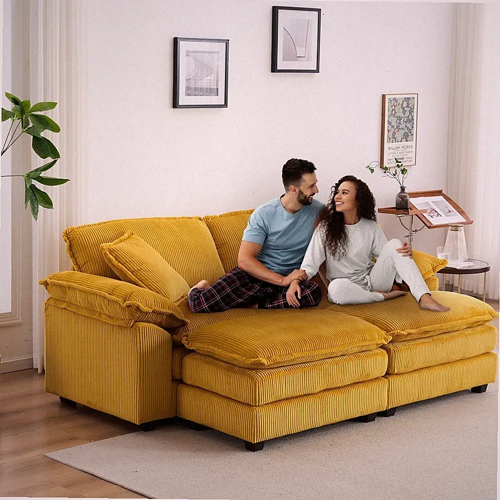 Oversized Sectional Sofa Couch with 2 Ottoman Convertible Comfy L Shaped Sofa