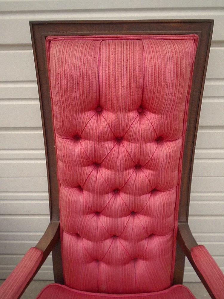 Pair Tall Narrow Back Lounge Chairs Art Deco Regency 2 Mid Century Modern MCM