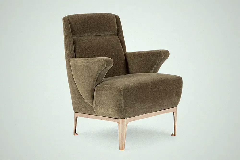 Restored 1940s Art Deco Lounge Chair Mink Mohair, Matching Sofa Available