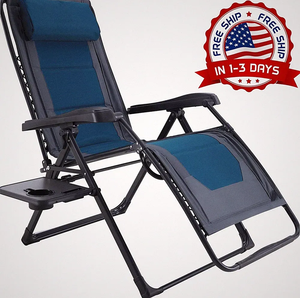 Sillón reclinable plegable de gravedad cero ajustable, acolchado para exteriores