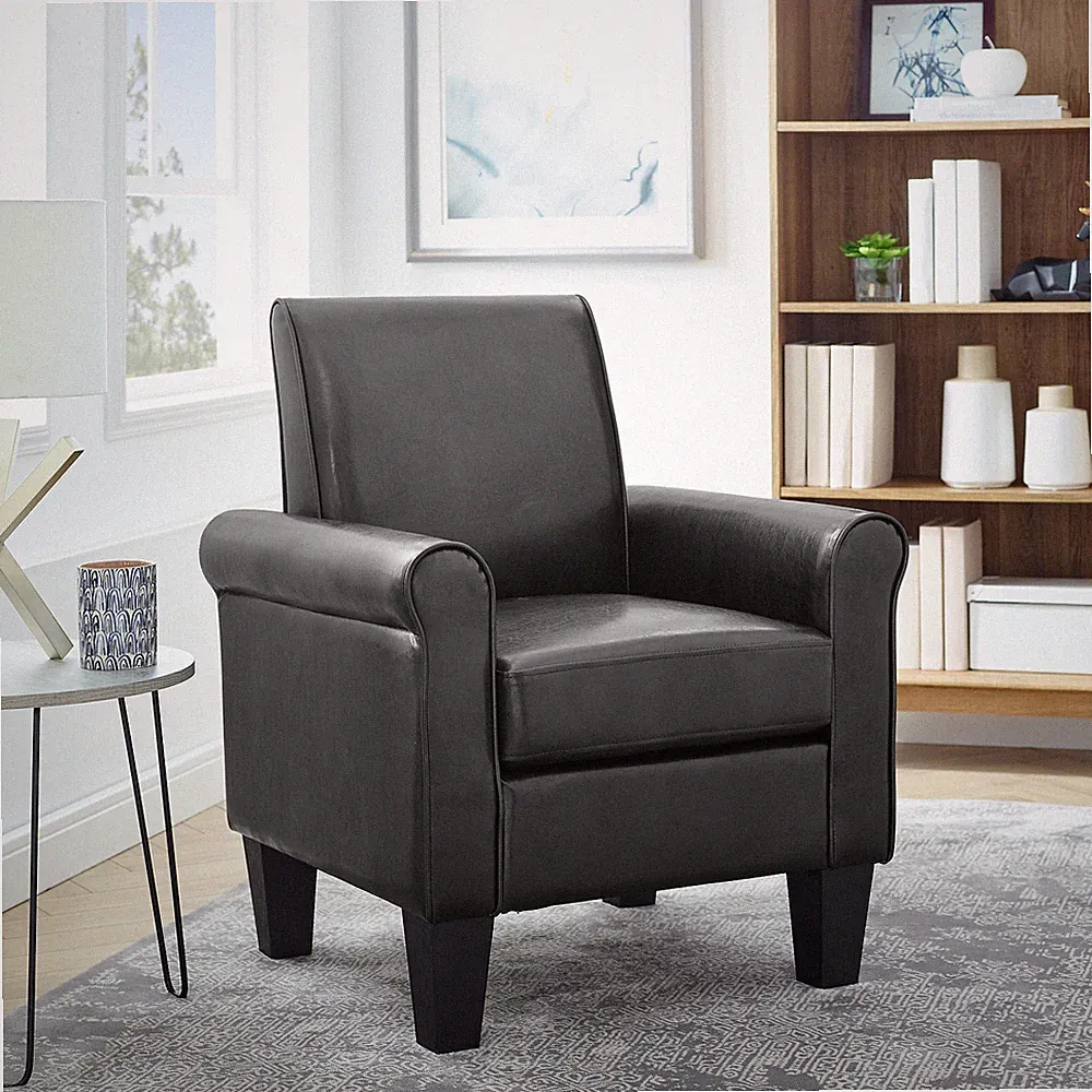 Upholstered Accent Arm Chair Faux Leather Single Sofa for Living Room