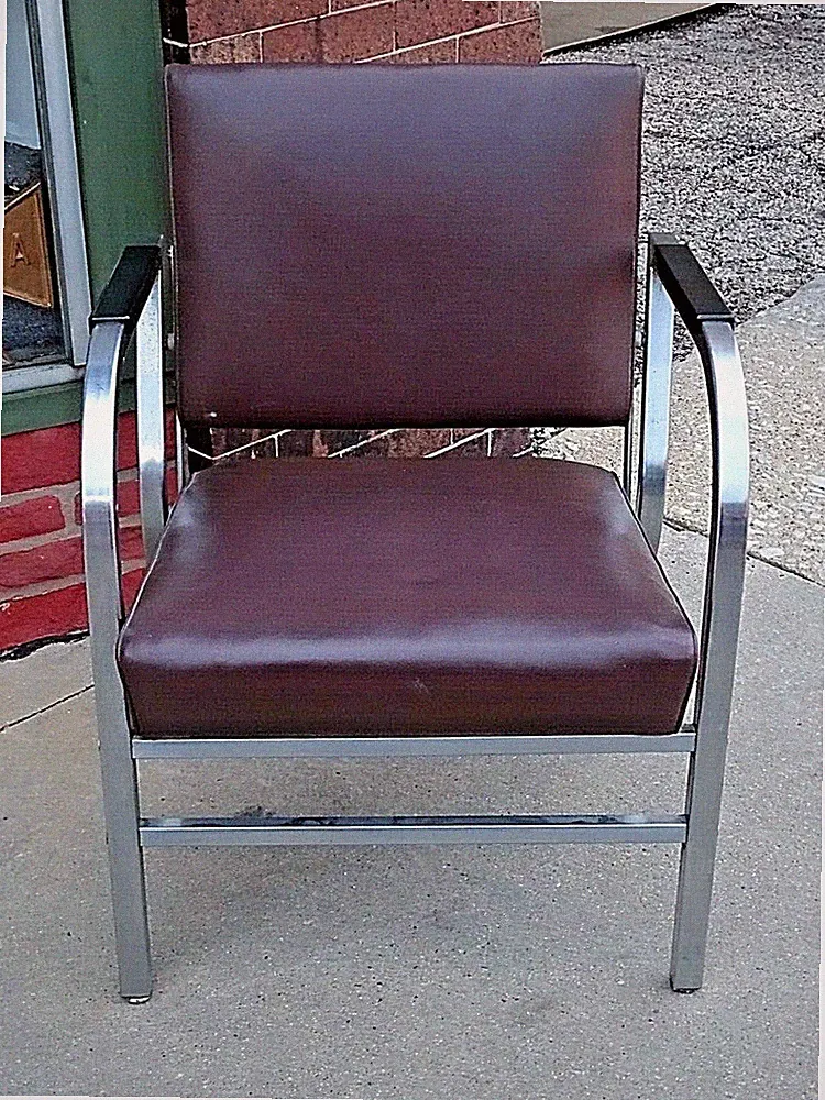 Vintage Mid Century Modern Unique Metal Art Deco Folding reclining arm chair